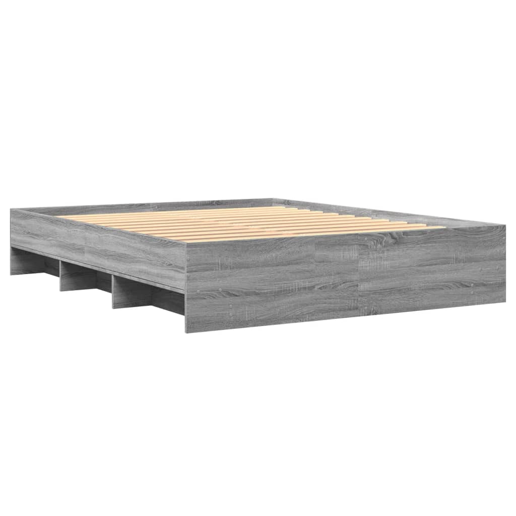 Sengeramme uten madrass grå sonoma 160x200 cm konstruert tre