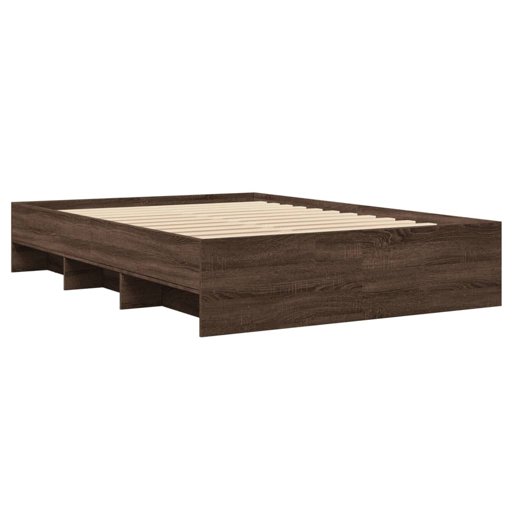 Sengeramme uten madrass brun eik 140x200 cm konstruert tre