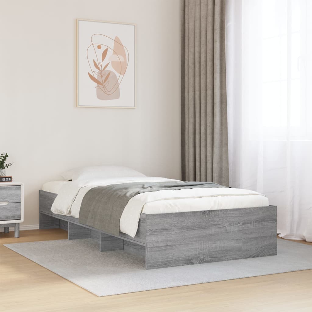 Sengeramme grå sonoma 100x200 cm konstruert tre