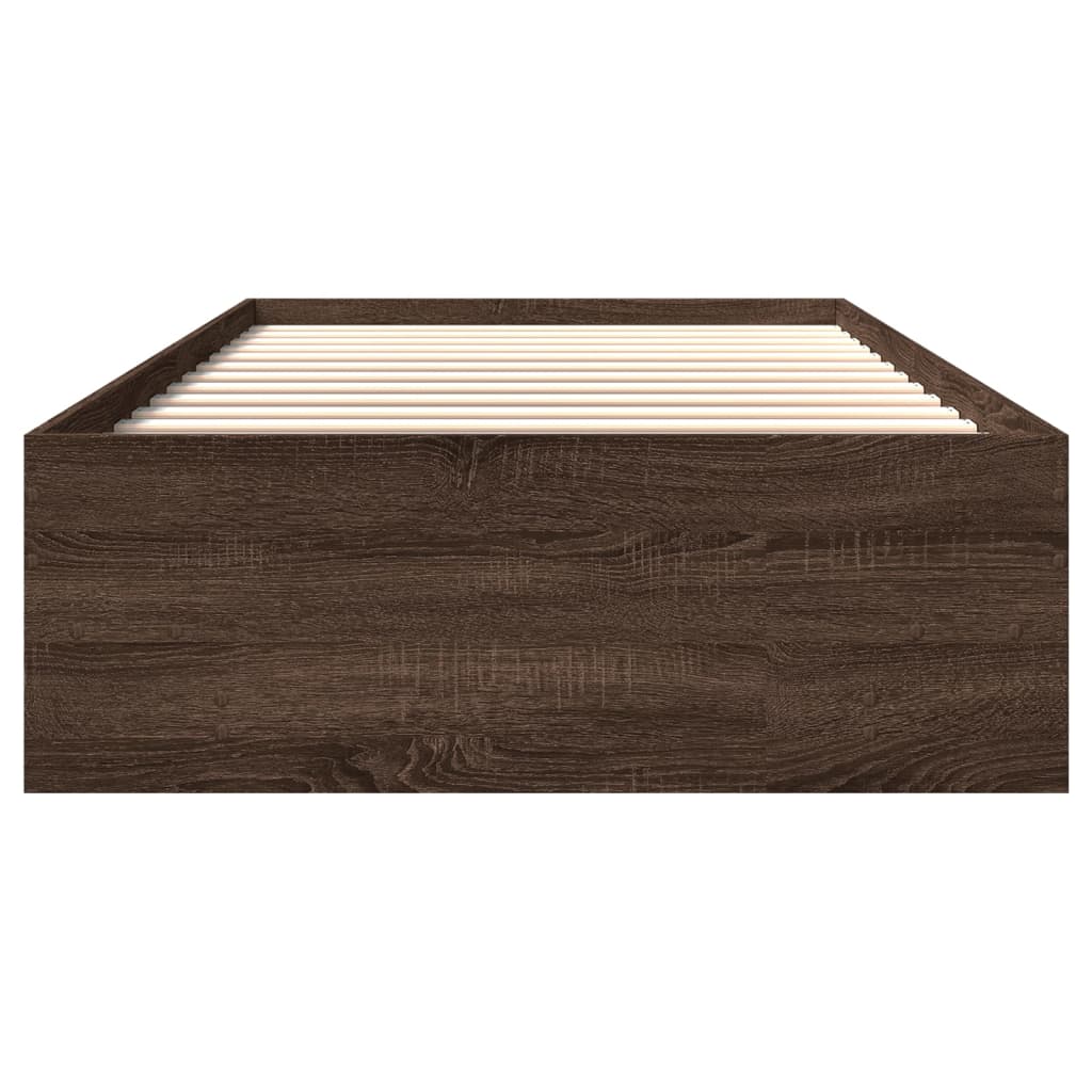 Sengeramme uten madrass brun eik 100x200 cm konstruert tre