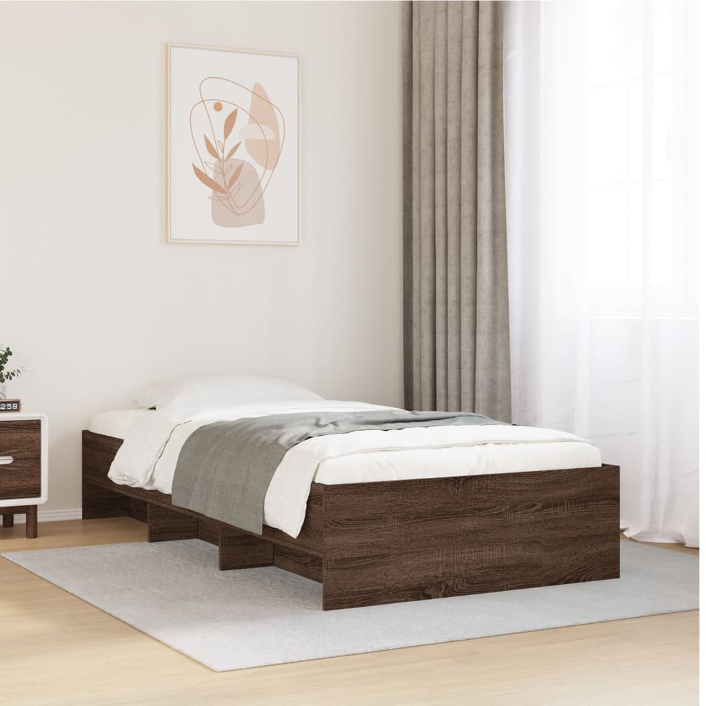 Sengeramme uten madrass brun eik 100x200 cm konstruert tre
