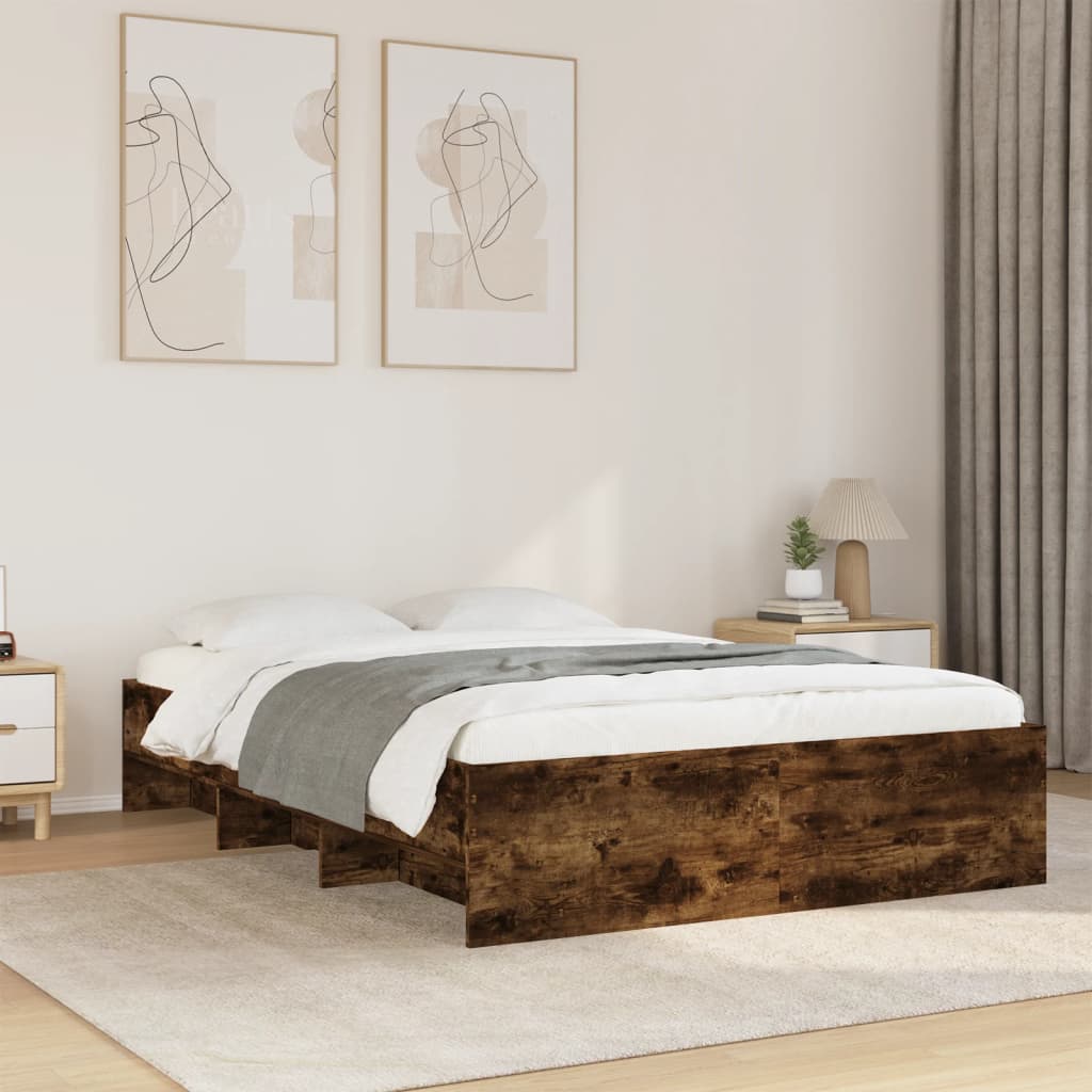 Sengeramme uten madrass røkt eik 140x190 cm konstruert tre
