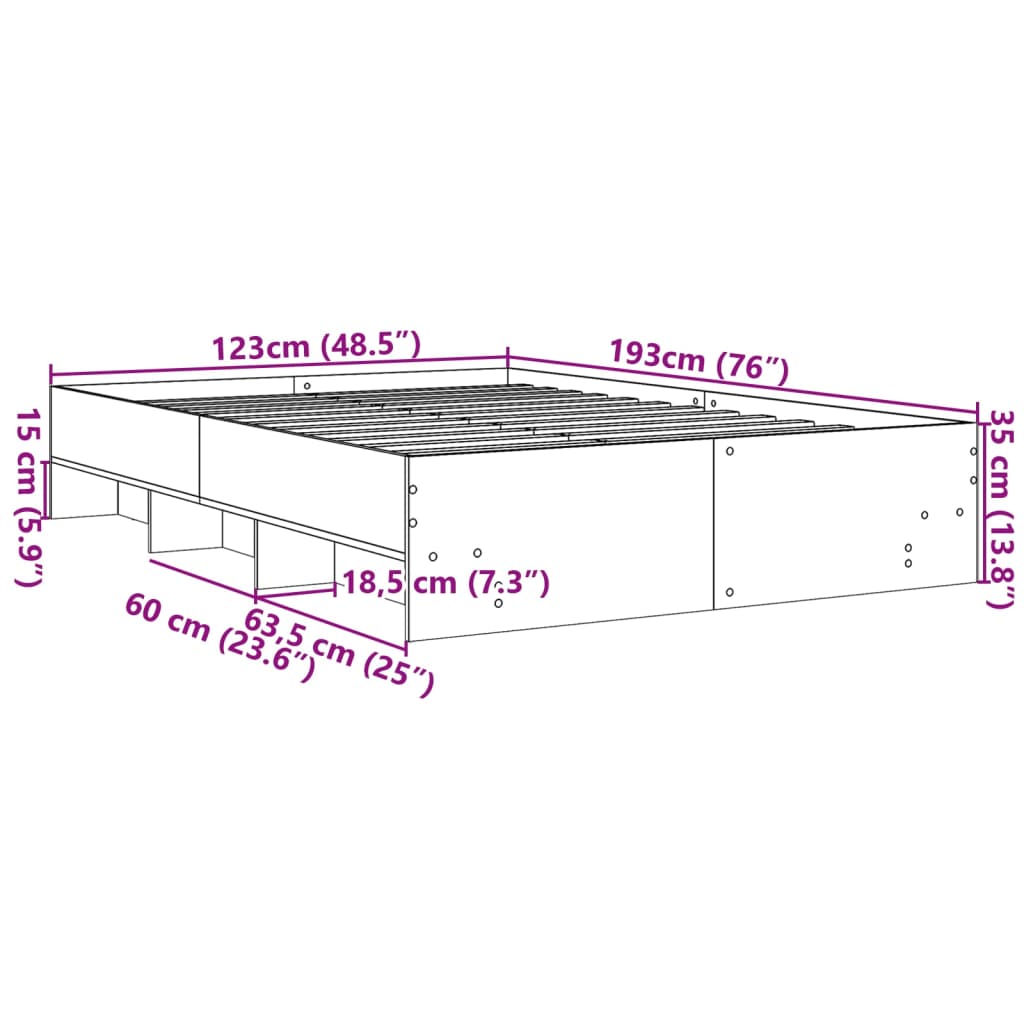 Sengeramme svart 120x190 cm konstruert tre