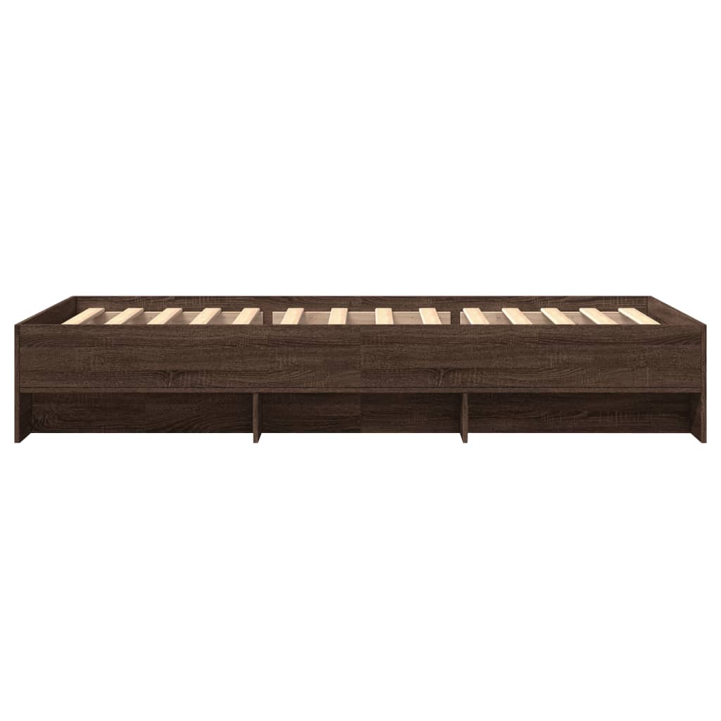Sengeramme uten madrass brun eik 90x190 cm konstruert tre