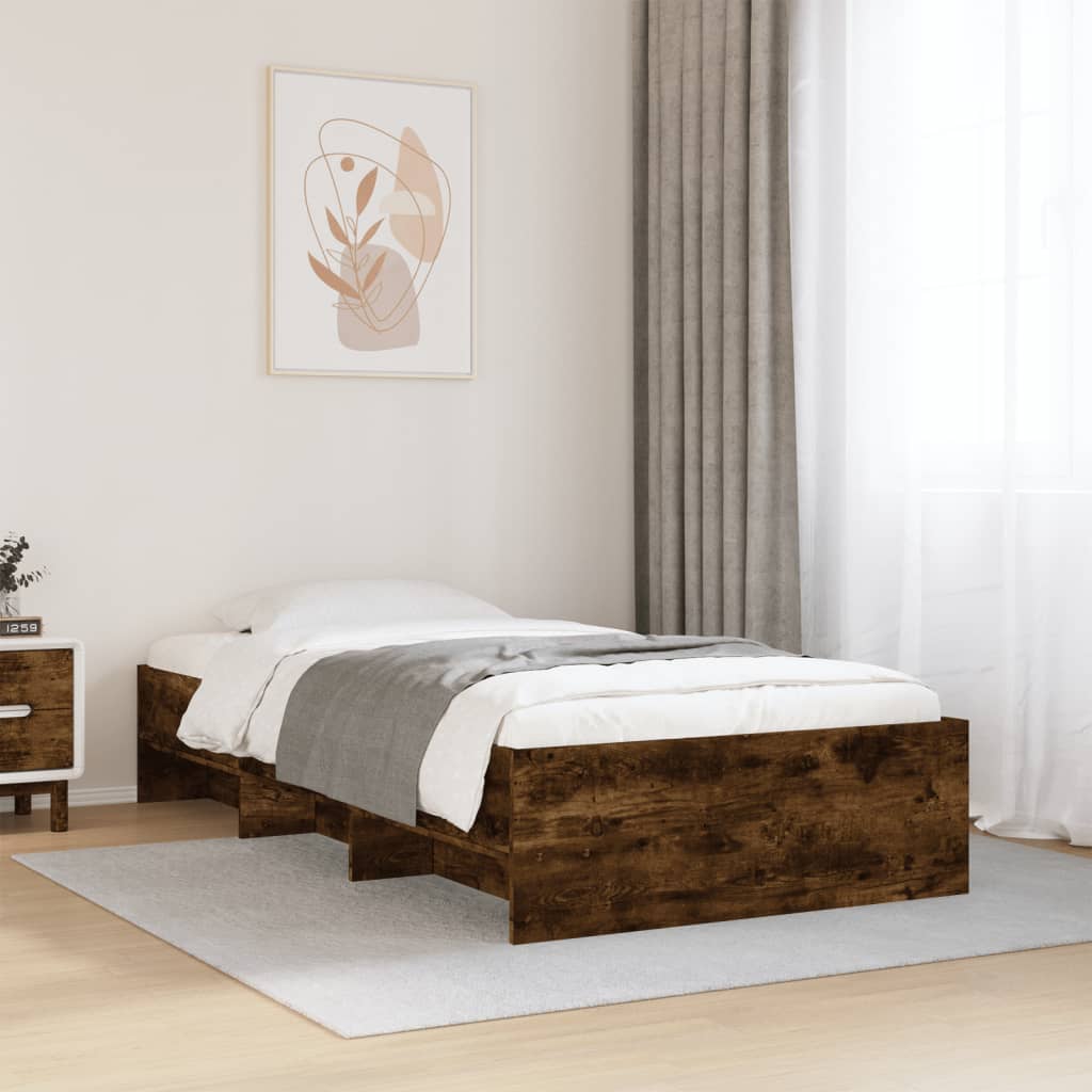 Sengeramme uten madrass røkt eik 75x190 cm konstruert tre