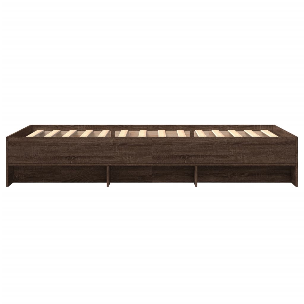 Sengeramme uten madrass brun eik 75x190 cm konstruert tre