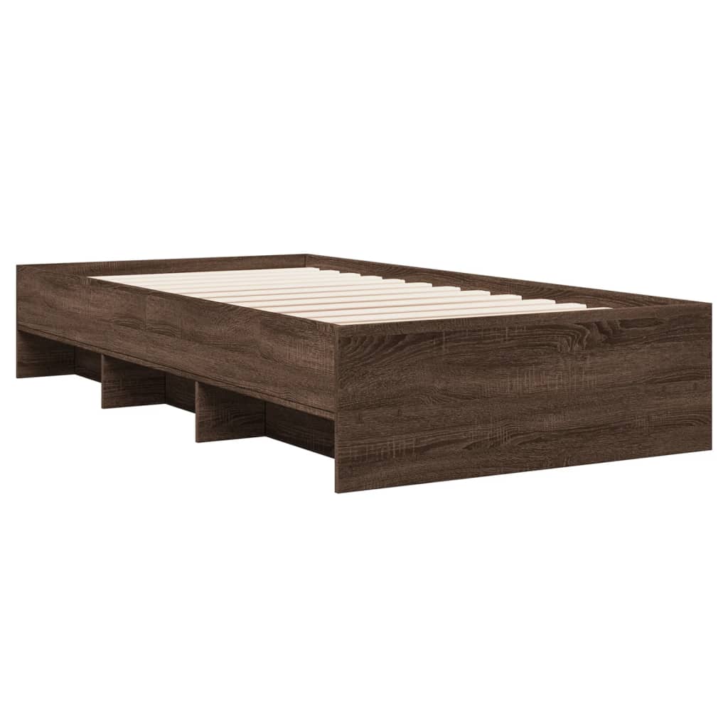 Sengeramme uten madrass brun eik 75x190 cm konstruert tre