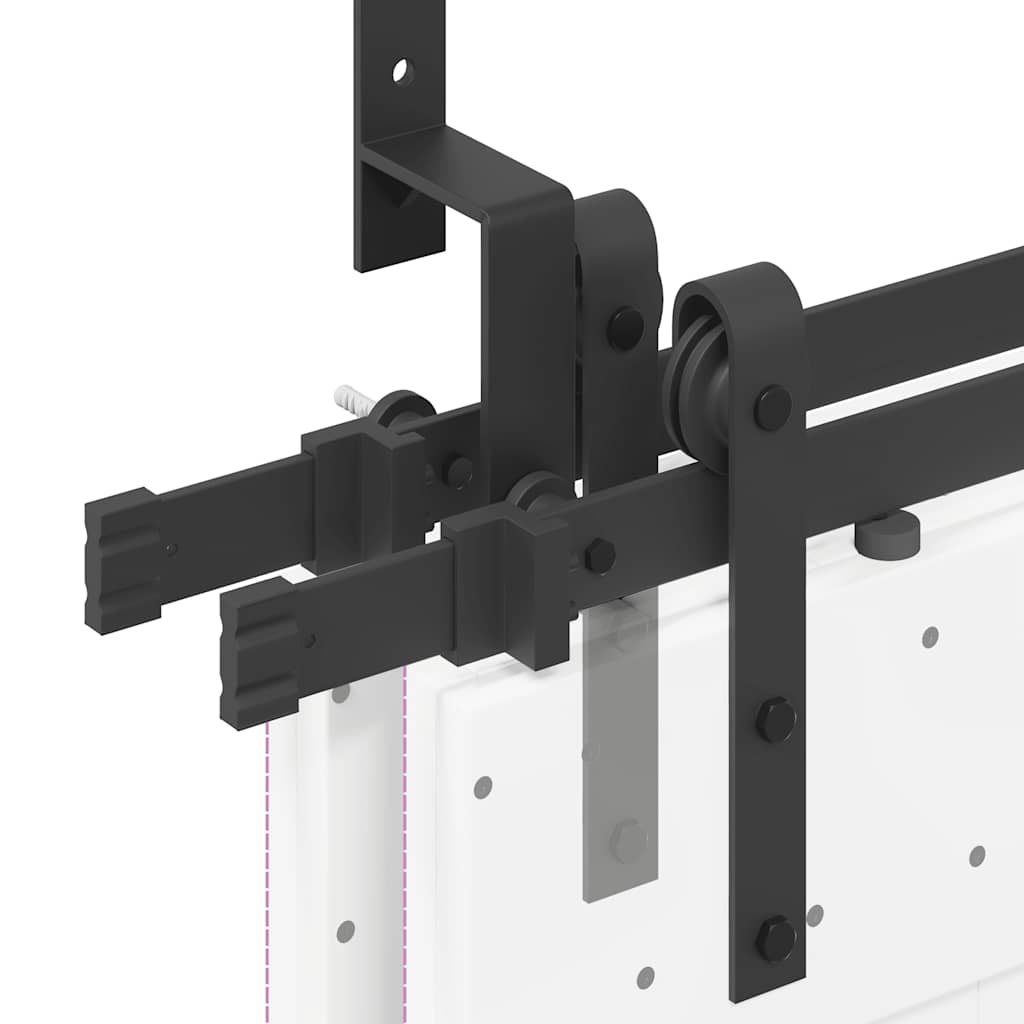 Utstyr for skyvedør 213,5 cm stål svart vidaXL
