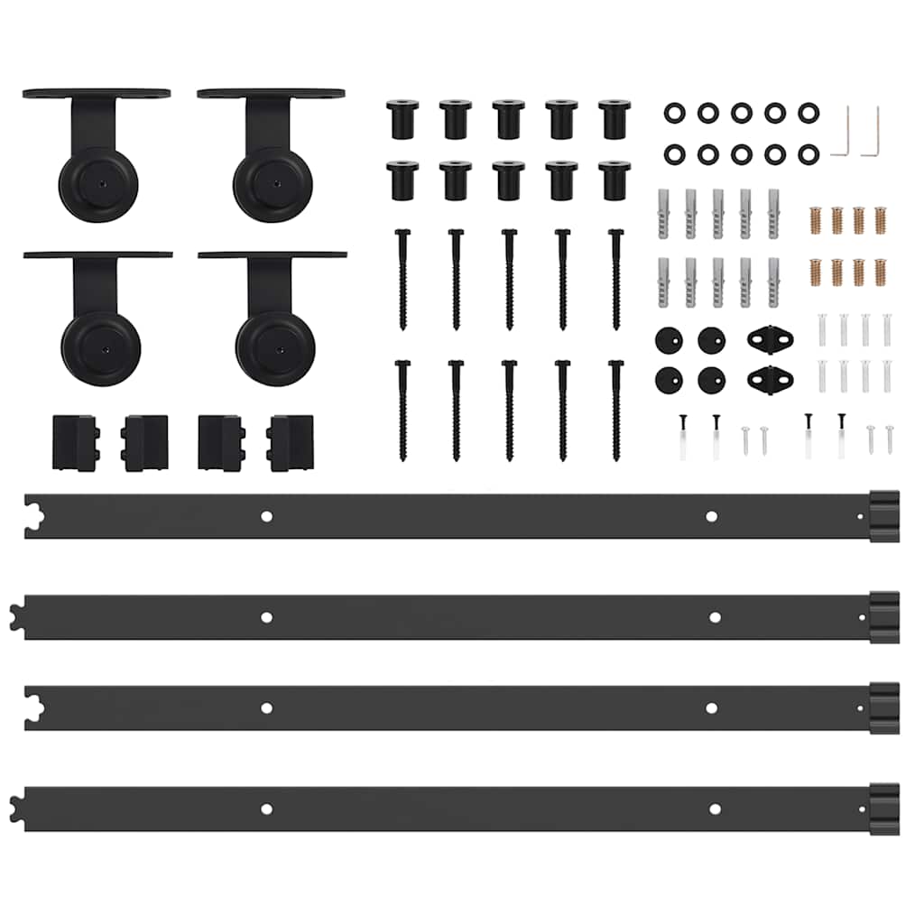 Utstyr for skyvedør 152,5 cm stål svart