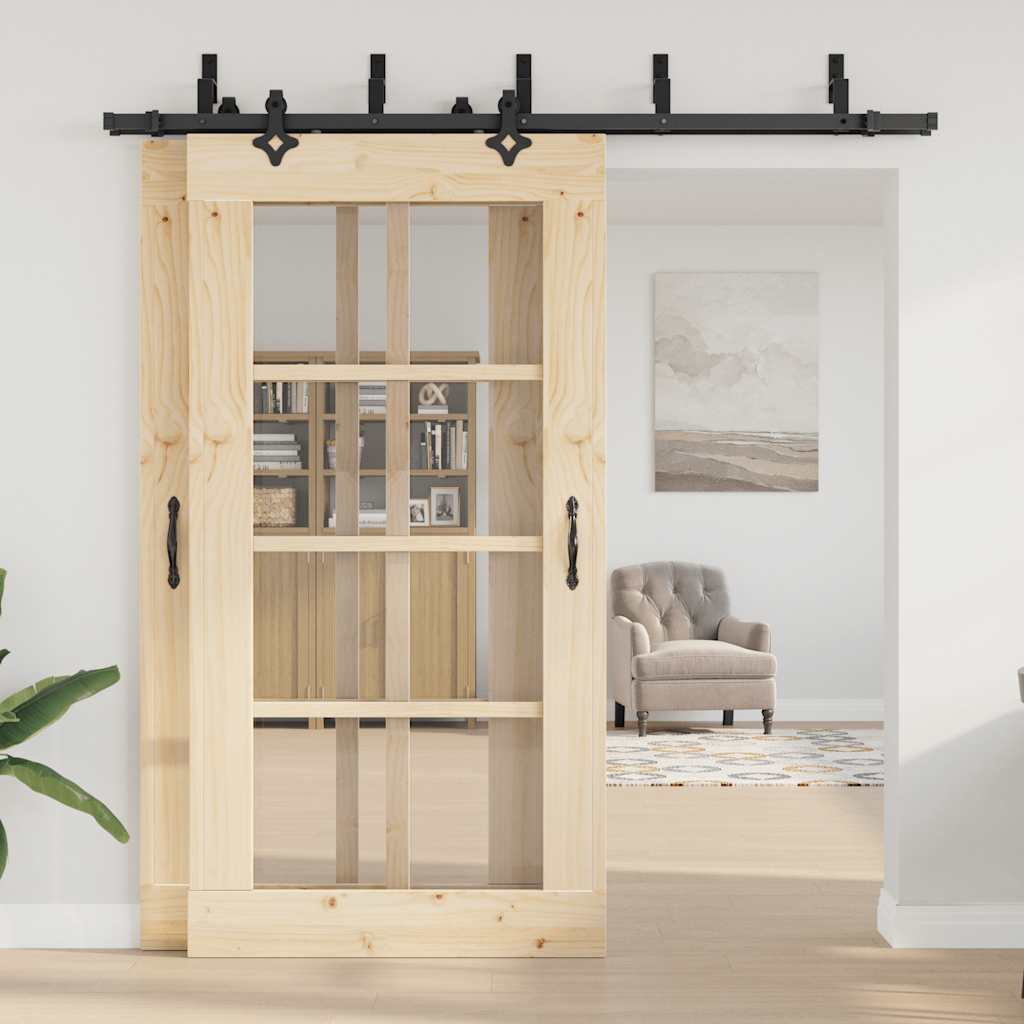 Utstyr for skyvedør 213,5 cm stål svart