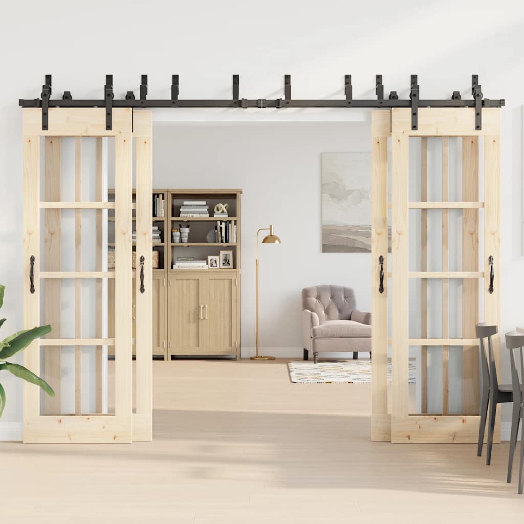 Utstyr for skyvedør 305 cm stål svart vidaXL