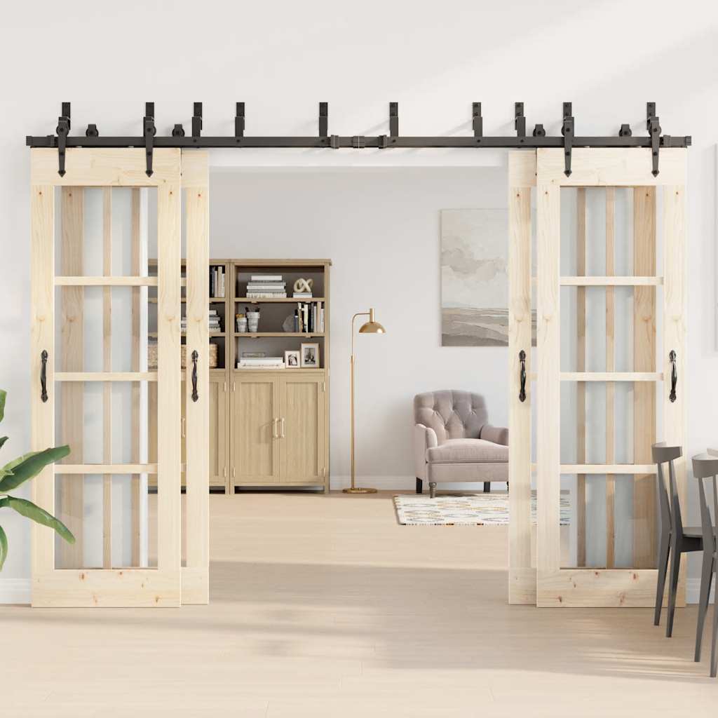 Utstyr for skyvedør 305 cm stål svart vidaXL