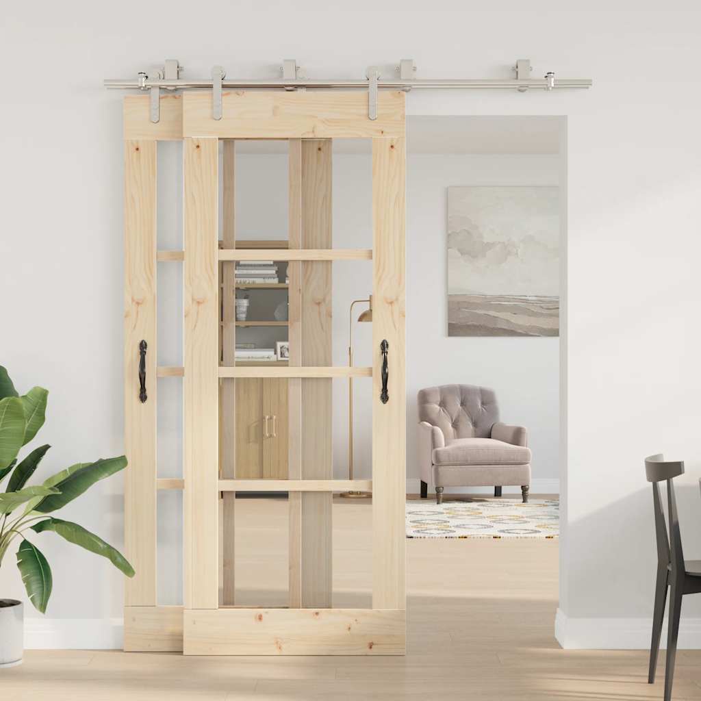 Utstyrssett for skyvedør 183 cm rustfritt stål sølv
