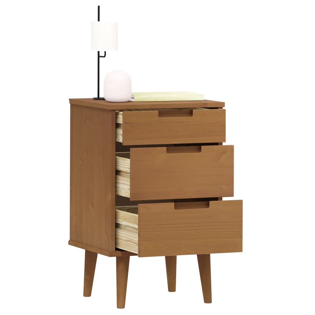 Nattbord MOLDE brun 40x35x65 cm heltre furu
