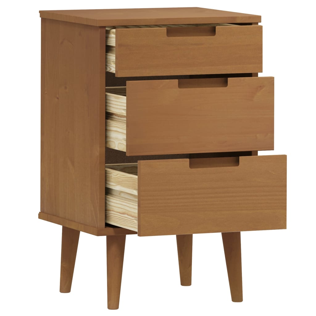 Nattbord MOLDE brun 40x35x65 cm heltre furu