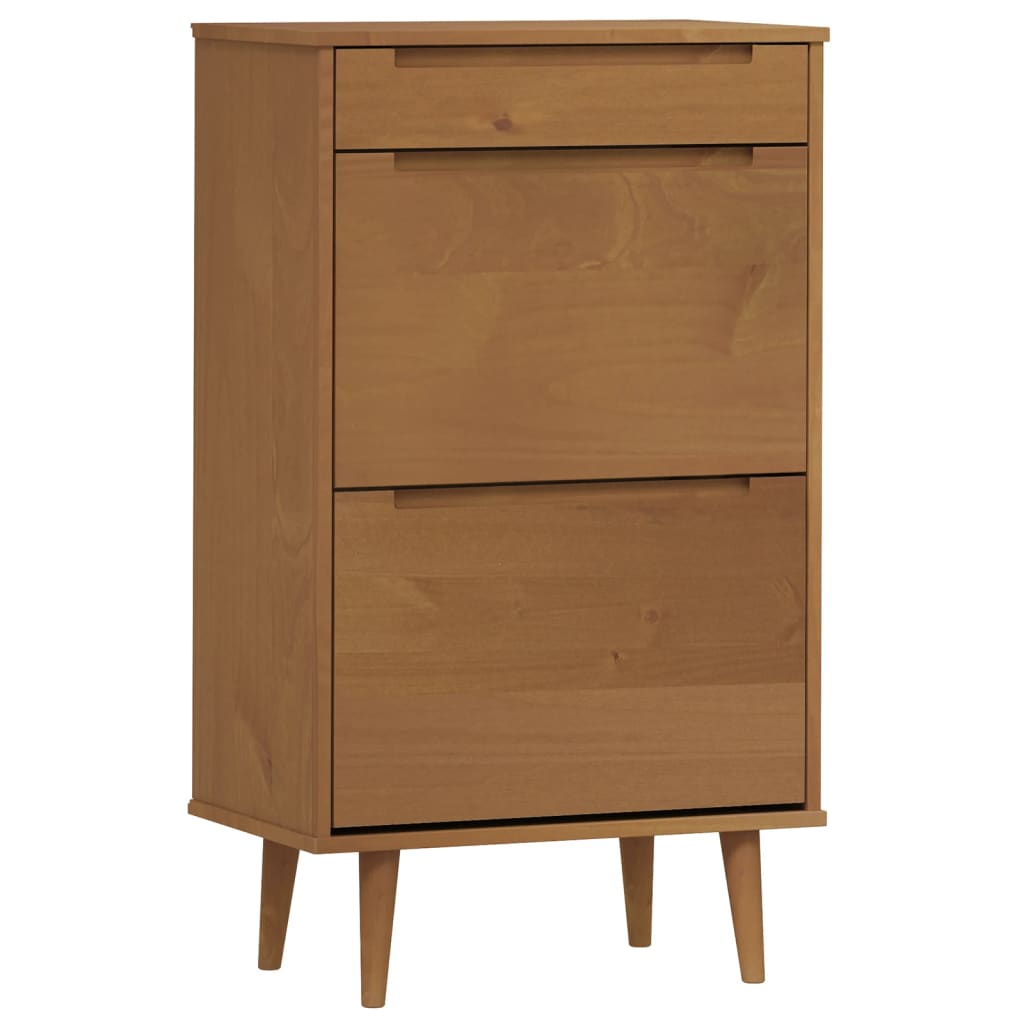 Skoskap MOLDE brun 59,5x35x103 cm heltre furu