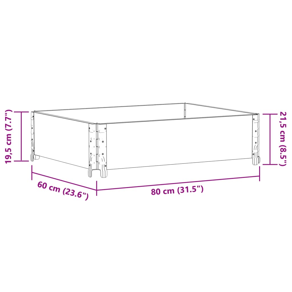 Plantekasse brun 80x60 cm heltre furu