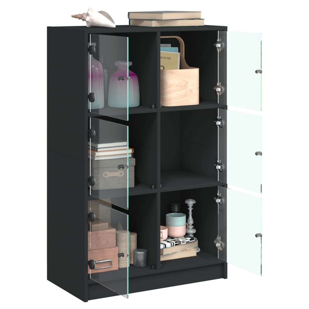 Highboard med dører svart 68x37x109 cm konstruert tre