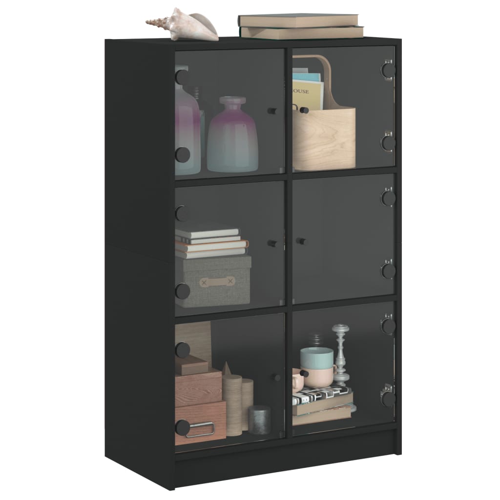 Highboard med dører svart 68x37x109 cm konstruert tre