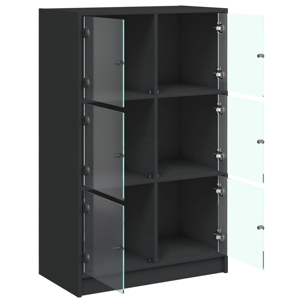 Highboard med dører svart 68x37x109 cm konstruert tre