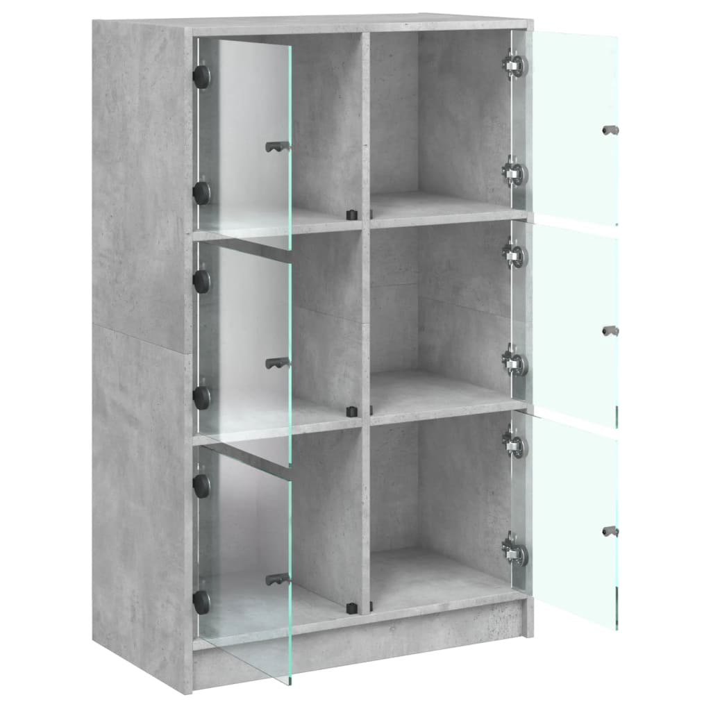 Highboard med dører betonggrå 68x37x109 cm konstruert tre