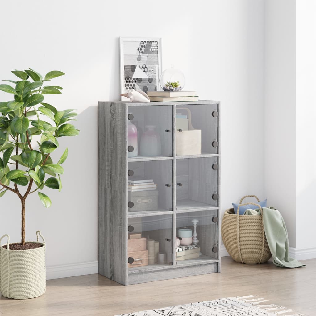 Highboard med dører grå sonoma 68x37x109 cm konstruert tre