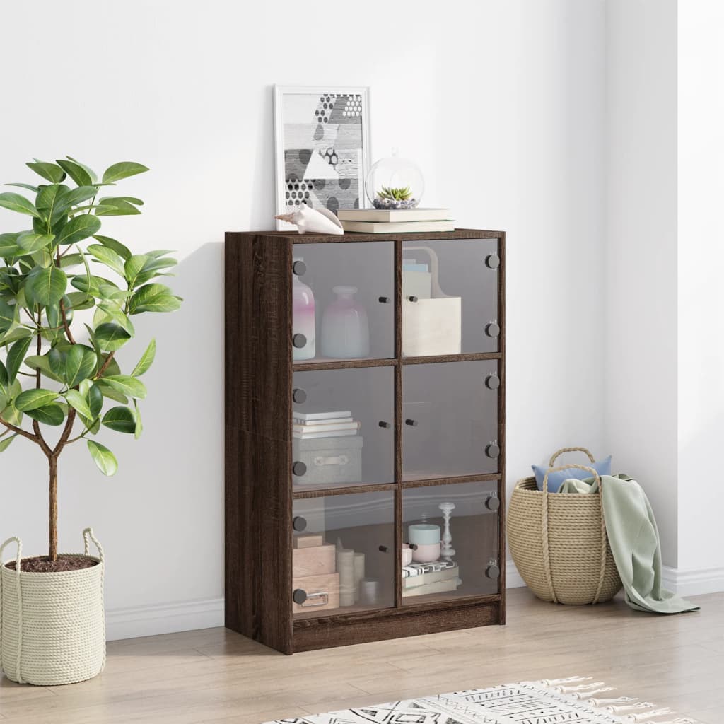 Highboard med dører brun eik 68x37x109 cm konstruert tre