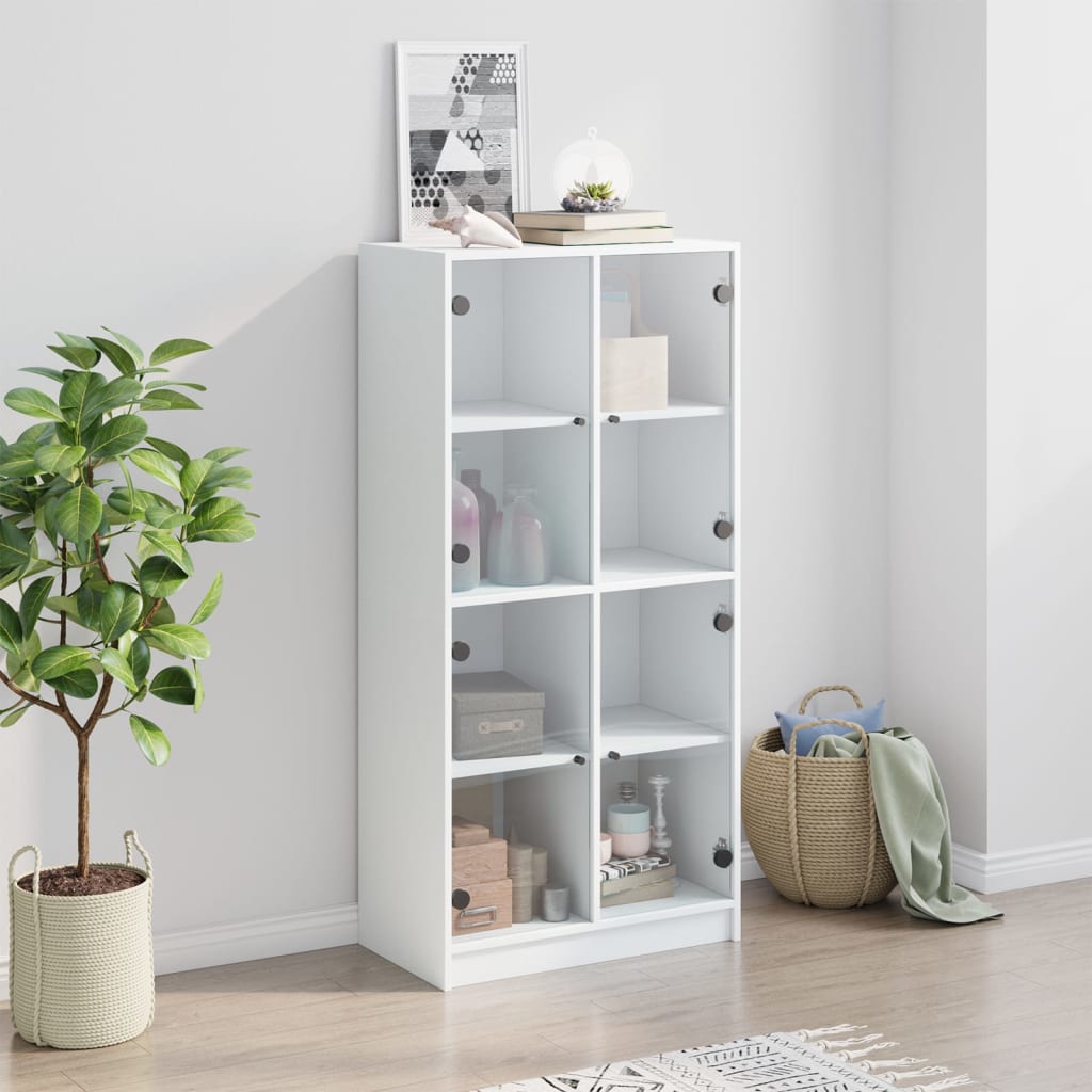 Highboard med dører hvit 68x37x142 cm konstruert tre