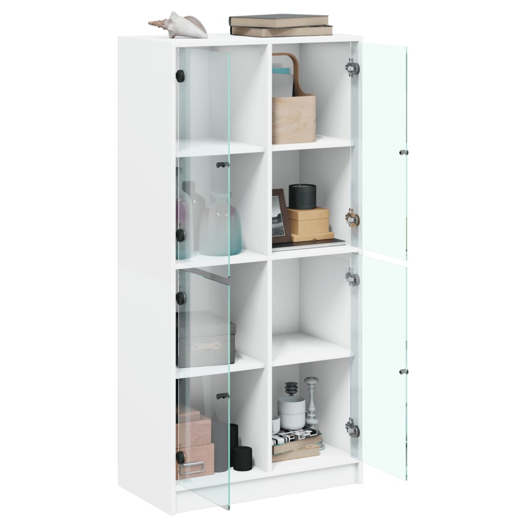 Highboard med dører hvit 68x37x142 cm konstruert tre