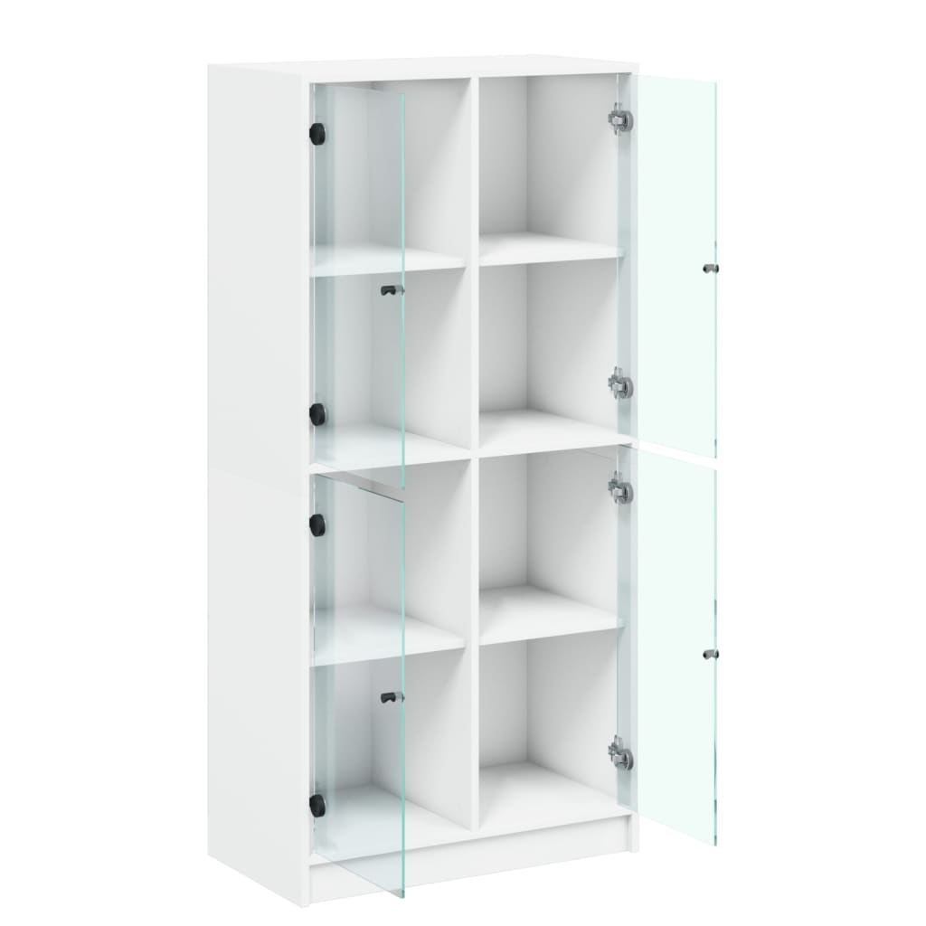 Highboard med dører hvit 68x37x142 cm konstruert tre