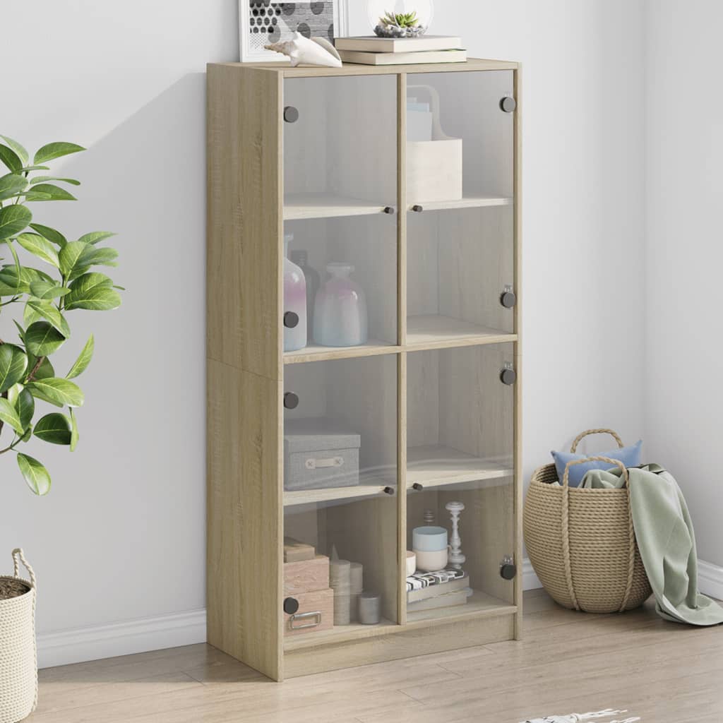 Highboard med dører sonoma eik 68x37x142 cm konstruert tre
