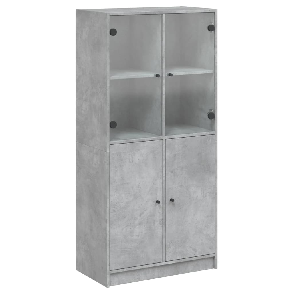 Highboard med dører betonggrå 68x37x142 cm konstruert tre