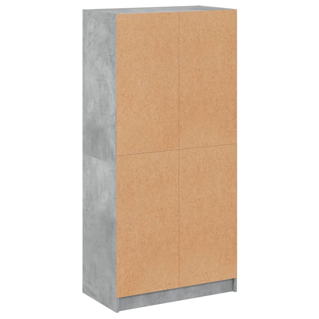 Highboard med dører betonggrå 68x37x142 cm konstruert tre