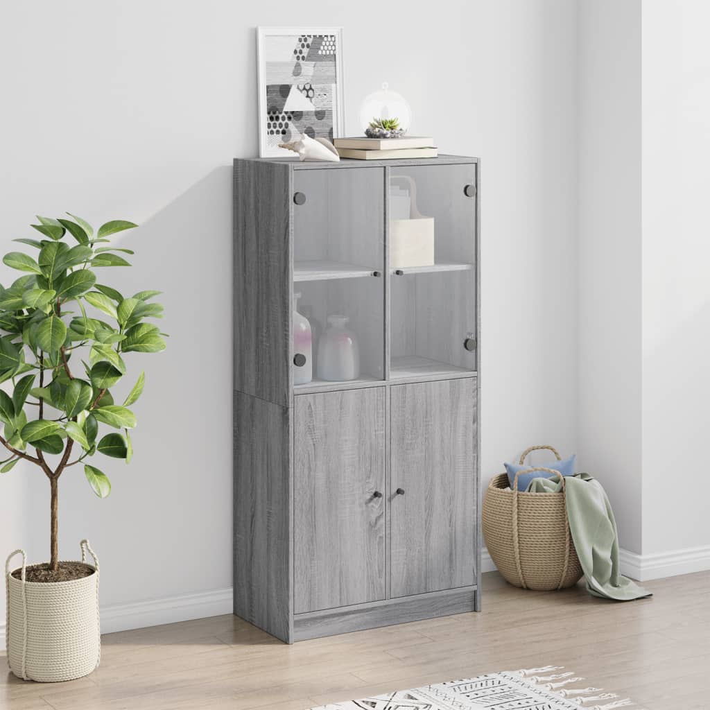 Highboard med dører grå sonoma 68x37x142 cm konstruert tre