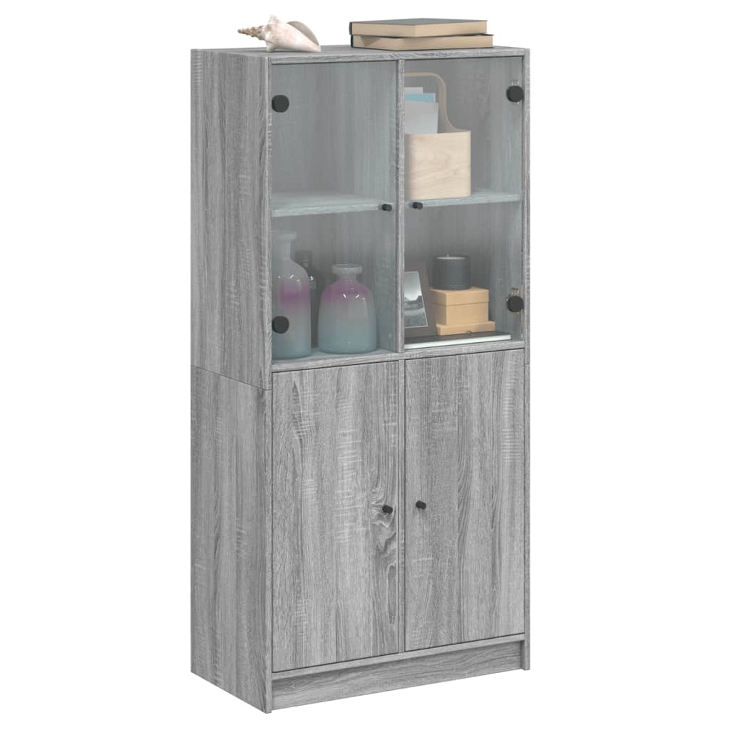 Highboard med dører grå sonoma 68x37x142 cm konstruert tre