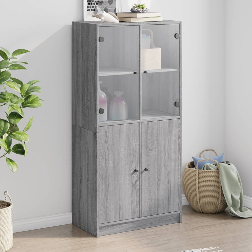 Highboard med dører grå sonoma 68x37x142 cm konstruert tre