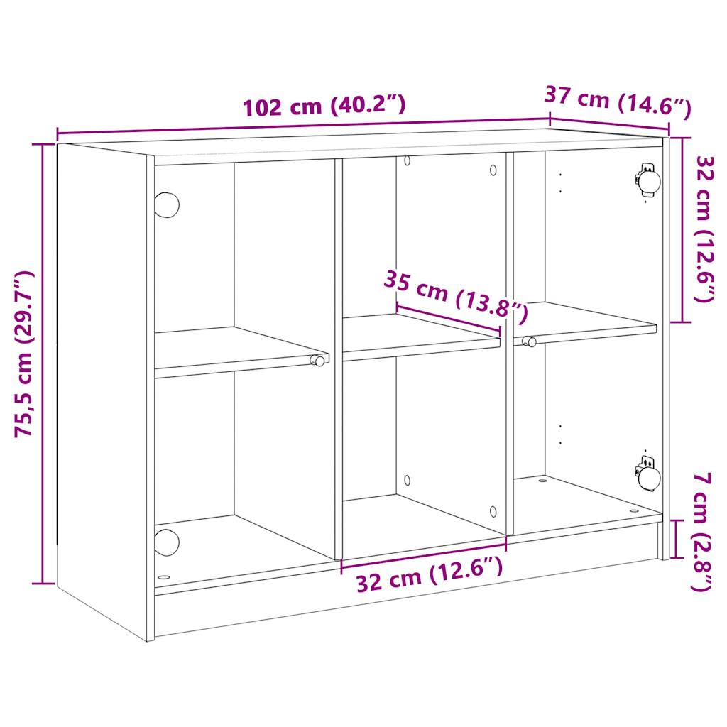 Skjenk sonoma eik 102x37x75,5 cm konstruert tre vidaXL