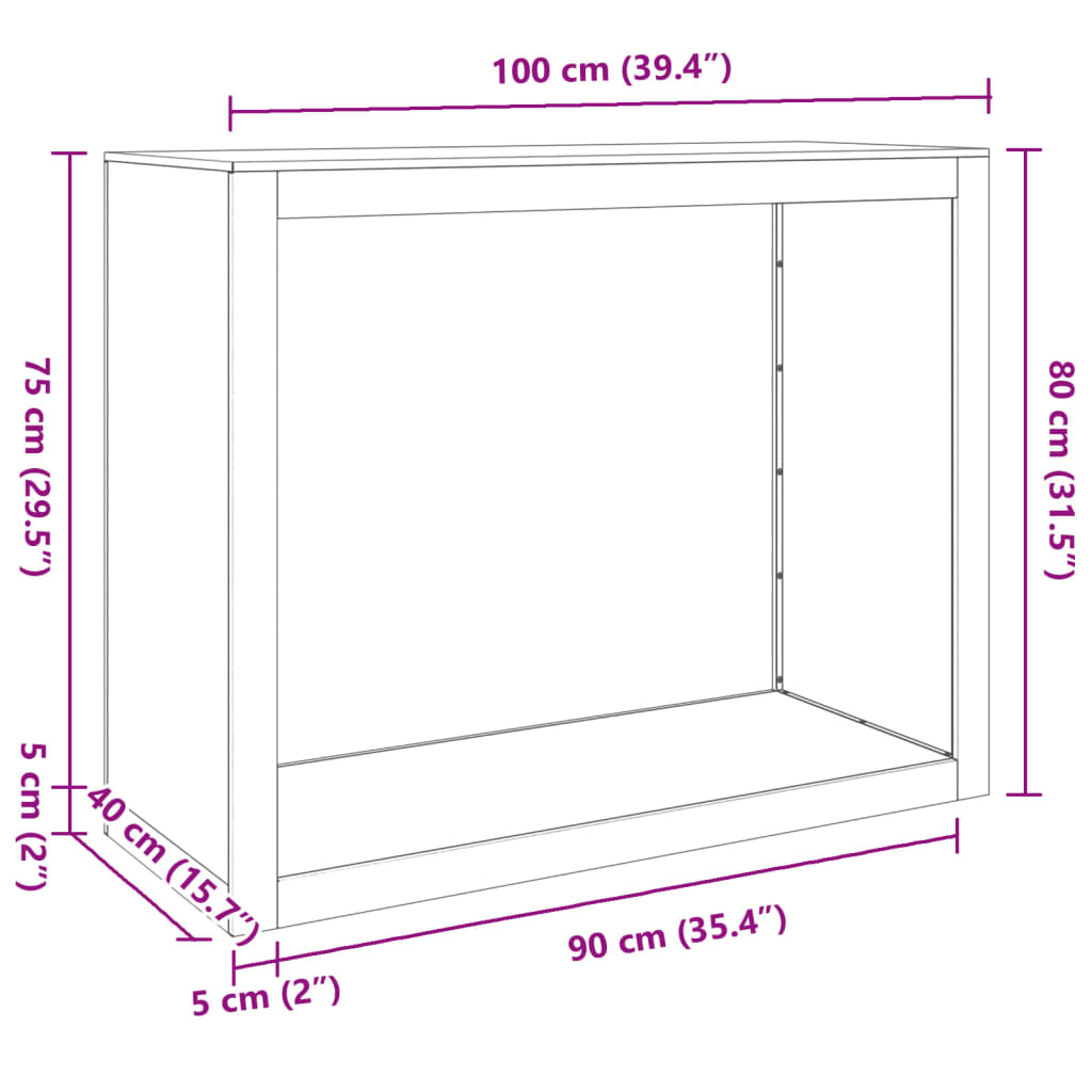 Vedstativ grønn 100x40x80 cm stål