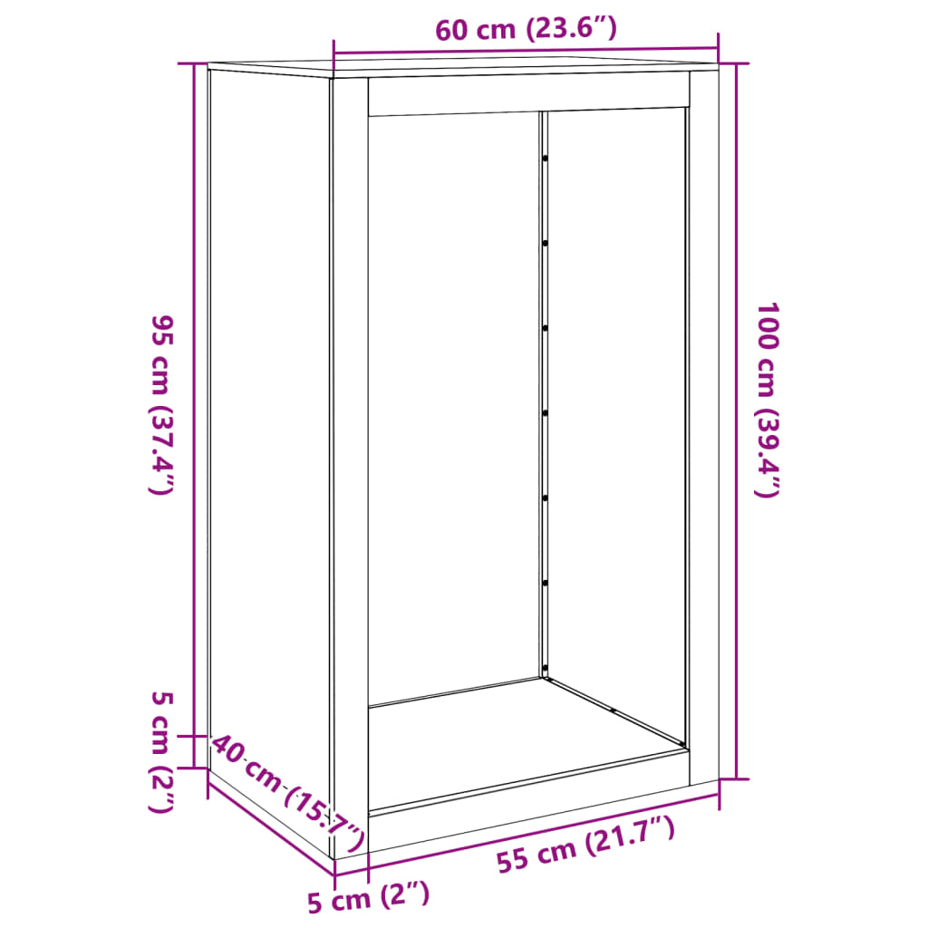 Vedstativ grønn 60x40x100 cm stål