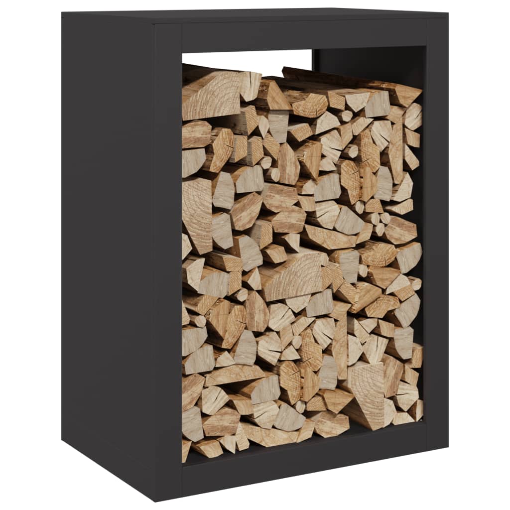 Vedstativ svart 60x40x100 cm stål