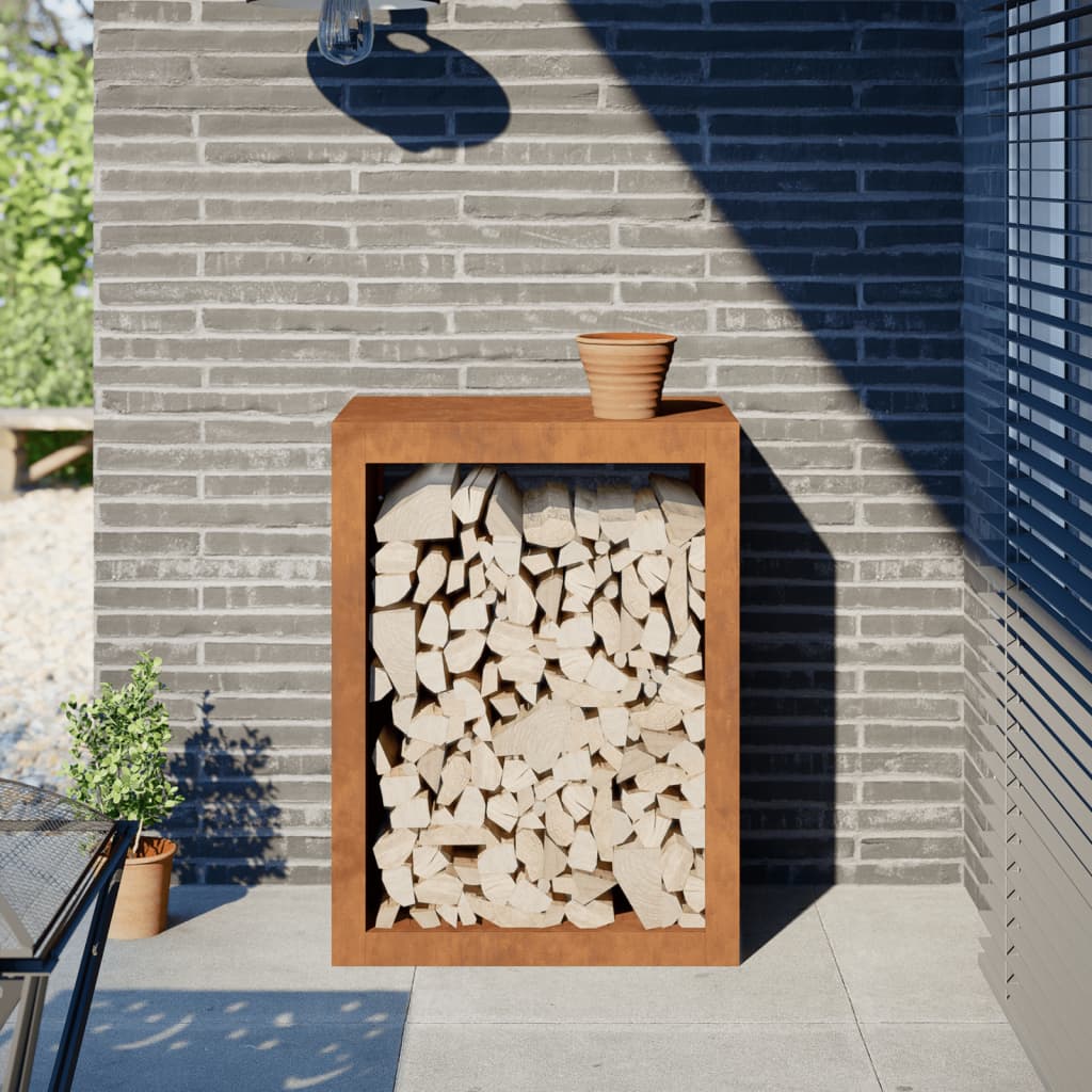 Vedstativ 60x40x80 cm oksidert stål