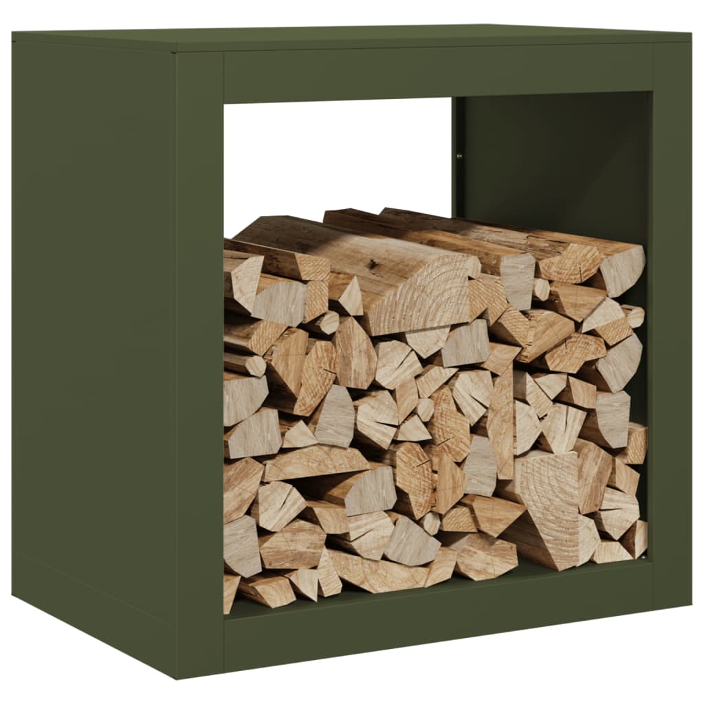 Vedstativ grønn 60x40x60 cm stål