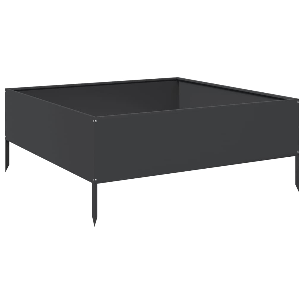 Høybed svart 100x100x41 cm stål