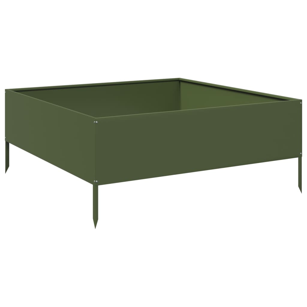 Høybed olivengrønn 100x100x41 cm stål