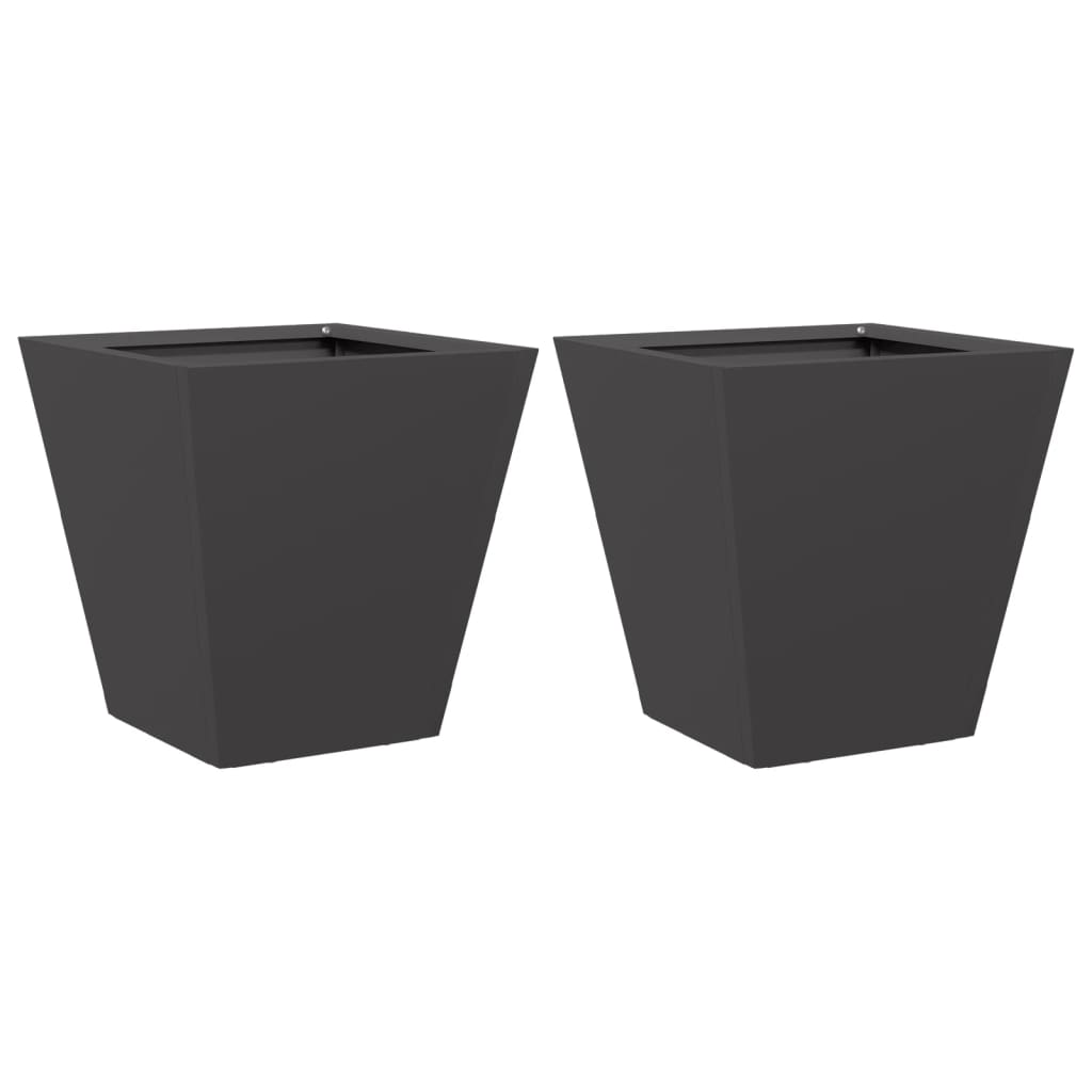 Plantekasser 2 stk svart 30x30x30 cm stål