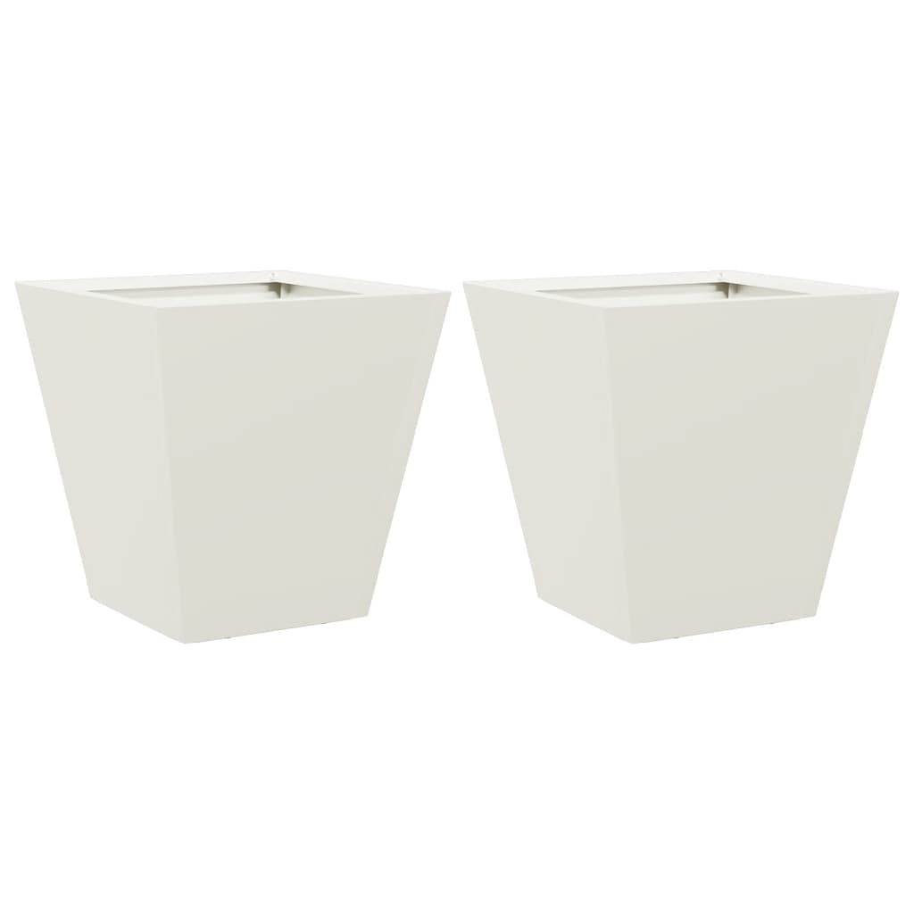 Plantekasser 2 stk hvit 30x30x30 cm stål