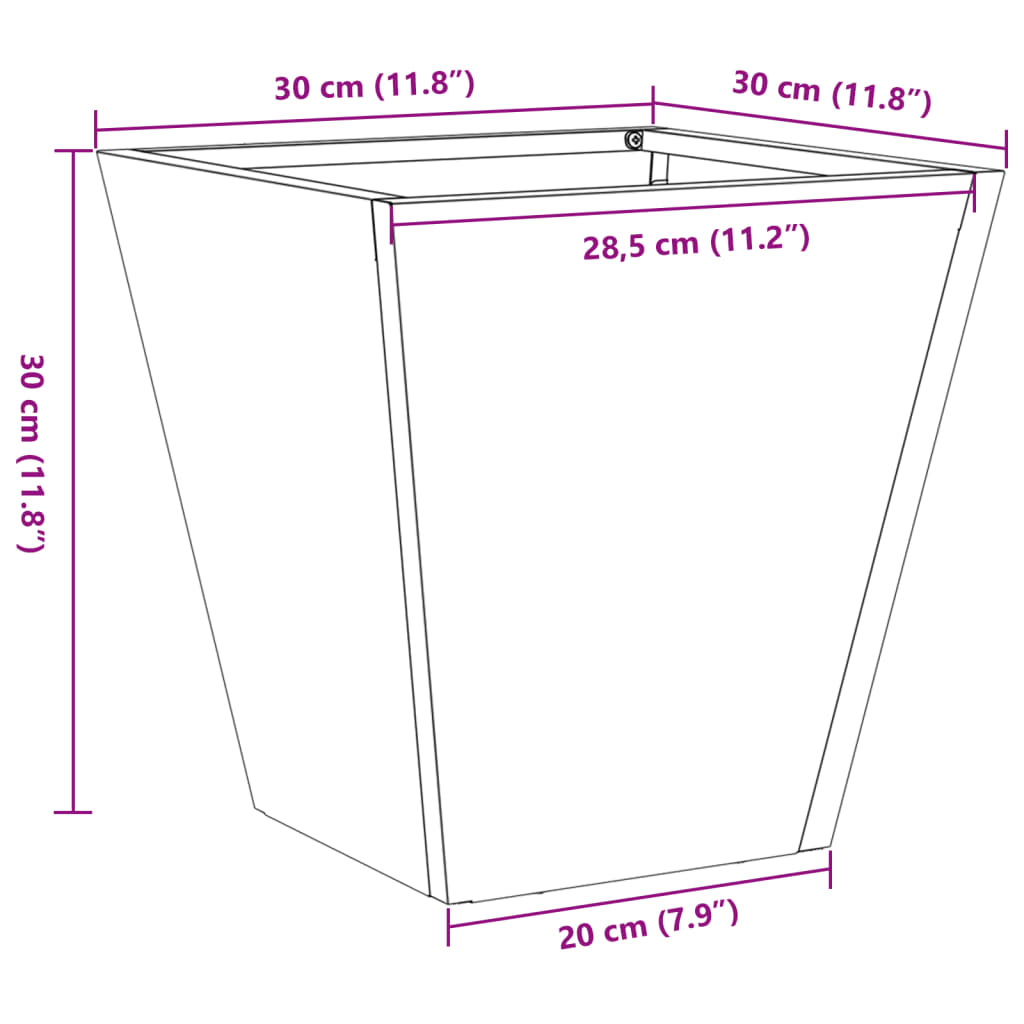 Plantekasse antrasitt 30x30x30 cm stål