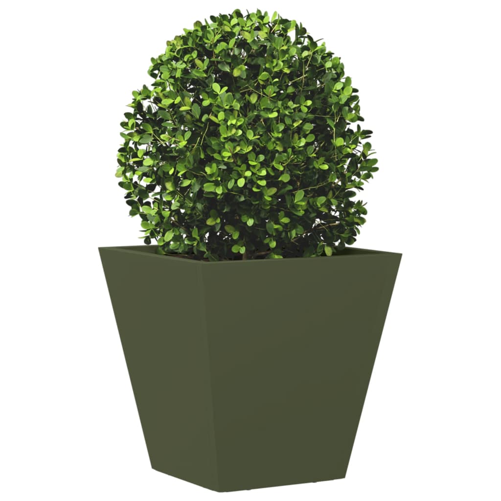 Plantekasser 2 stk olivengrønn 30x30x30 cm stål