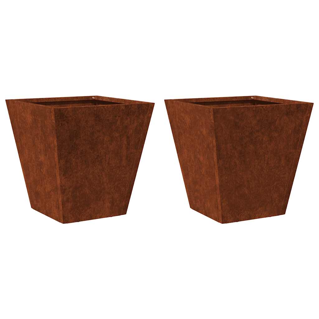 Hageplanter 2 stk 30x30x30 cm oksidert stål vidaXL