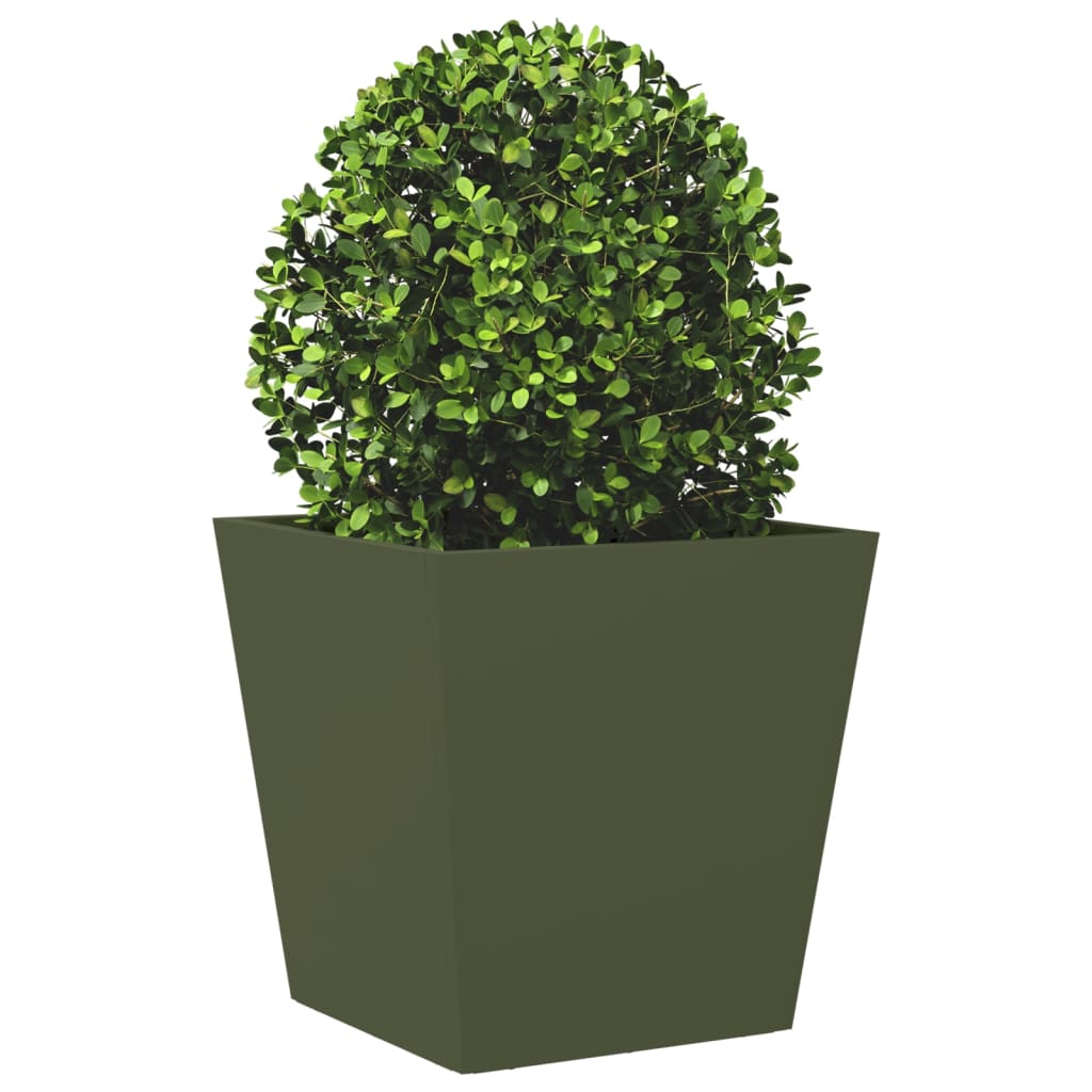 Plantekasse olivengrønn 40x40x40 cm stål